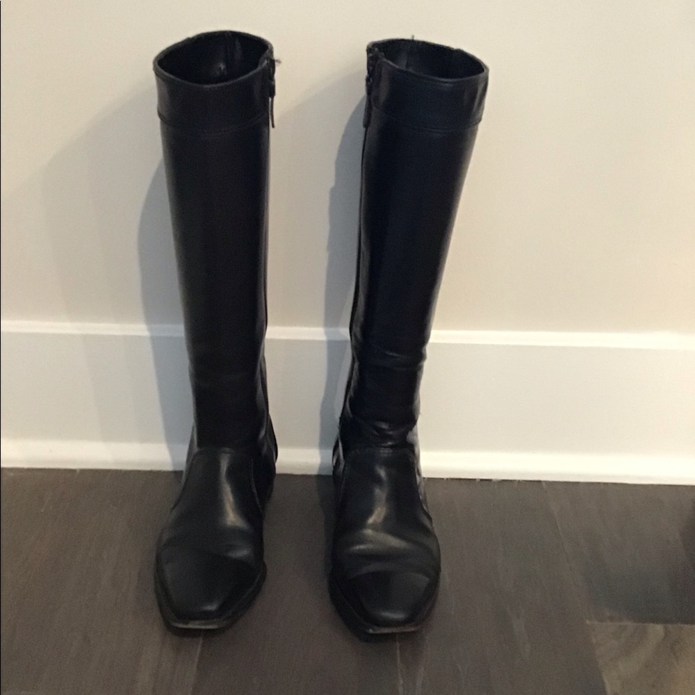 Talbots Gillian Black Leather Tall Boot Size 6W